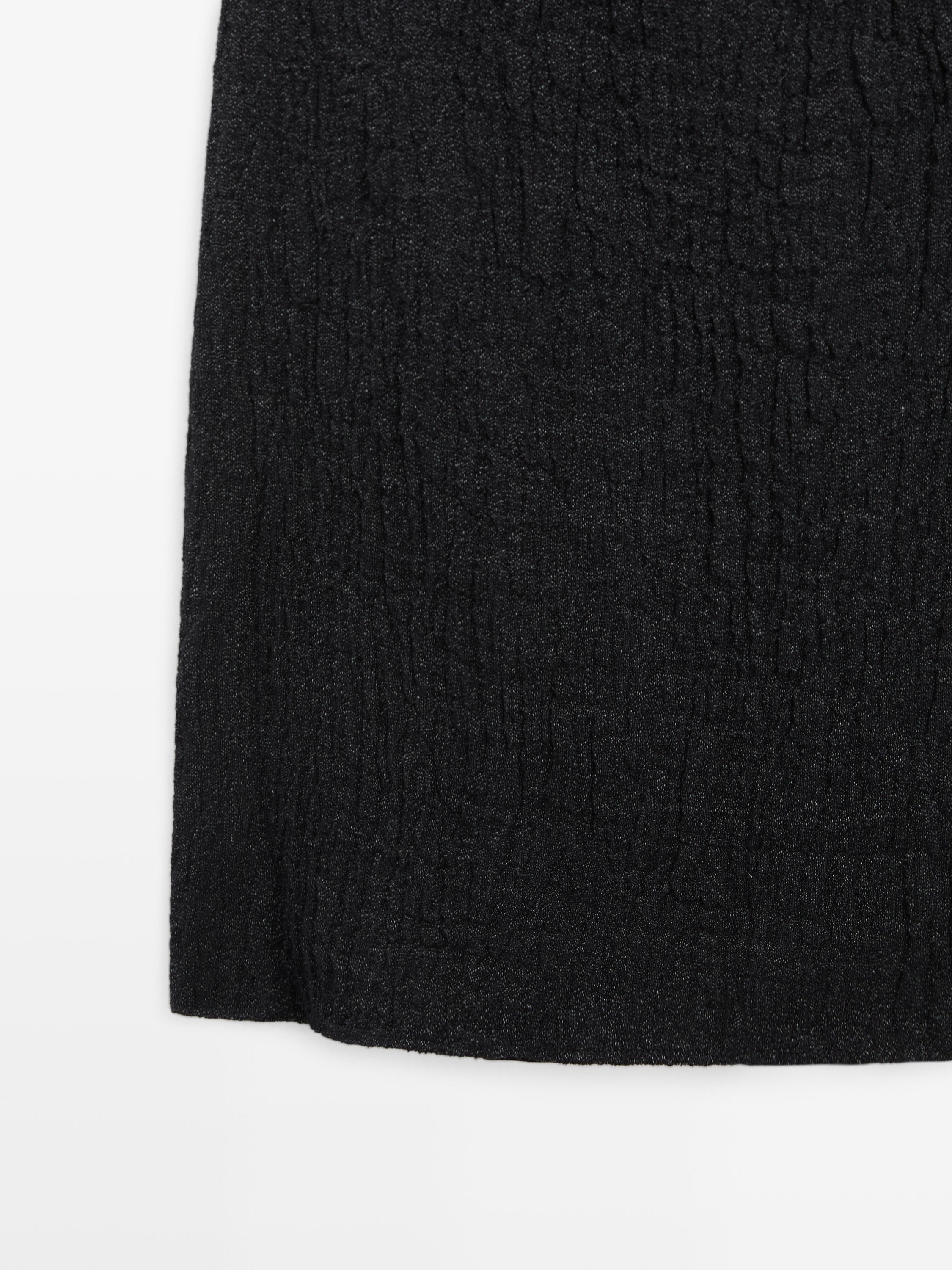 Linen midi dress with asymmetric sleeves